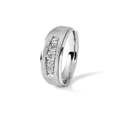 14K Weißgold Herren-Ring mit 0,5K Diamanten, komplett besetzt