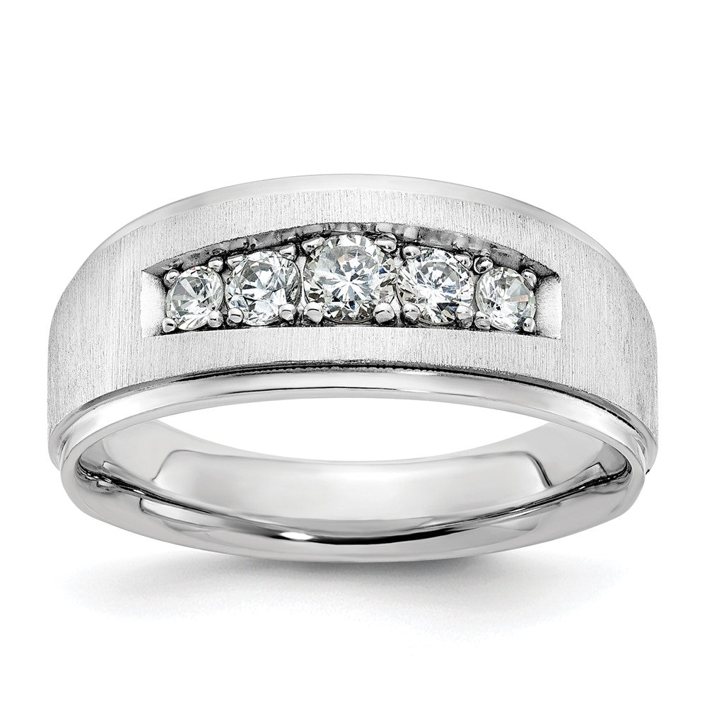 14K Weißgold 0,5 ct. im Labor gezüchteter Diamant VS/SI+ G+ polierter und gebürsteter Fünf-Stein-Herrenring