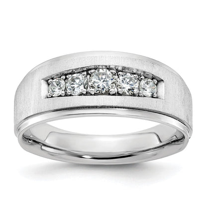 14K Weißgold 0,5 ct. im Labor gezüchteter Diamant VS/SI+ G+ polierter und gebürsteter Fünf-Stein-Herrenring
