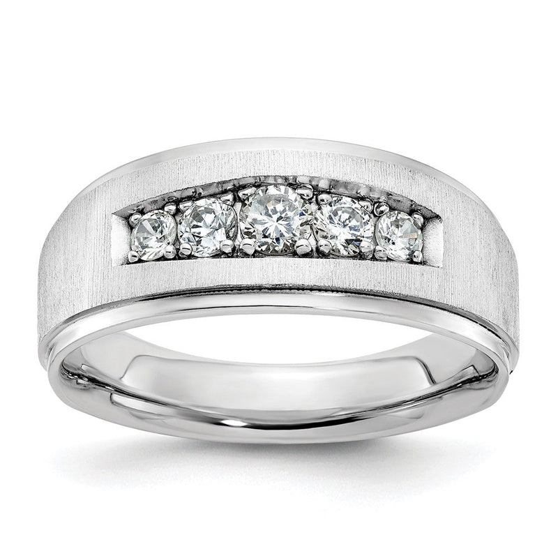 14K Weißgold 0,5 ct. im Labor gezüchteter Diamant VS/SI+ G+ polierter und gebürsteter Fünf-Stein-Herrenring