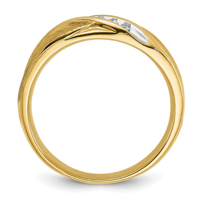 14K Gelbgold Herrenring mit 0,10 ct. laborgezüchtetem Diamant, VS/SI+ G+, poliert und satiniert