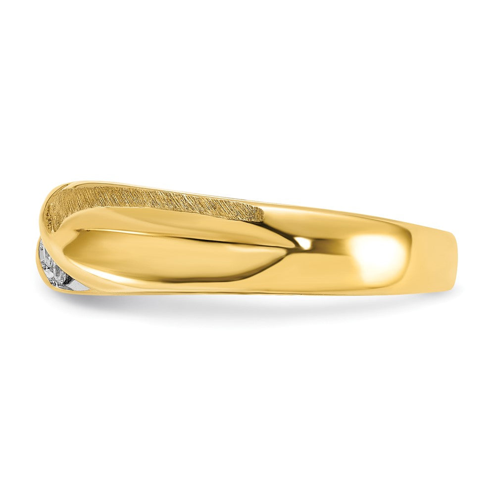14K Gelbgold Herren-Ring poliert und satiniert mit 0,10K Diamant