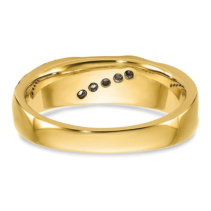 14K Gelbgold Herren-Ring poliert und satiniert mit 0,10K Diamant