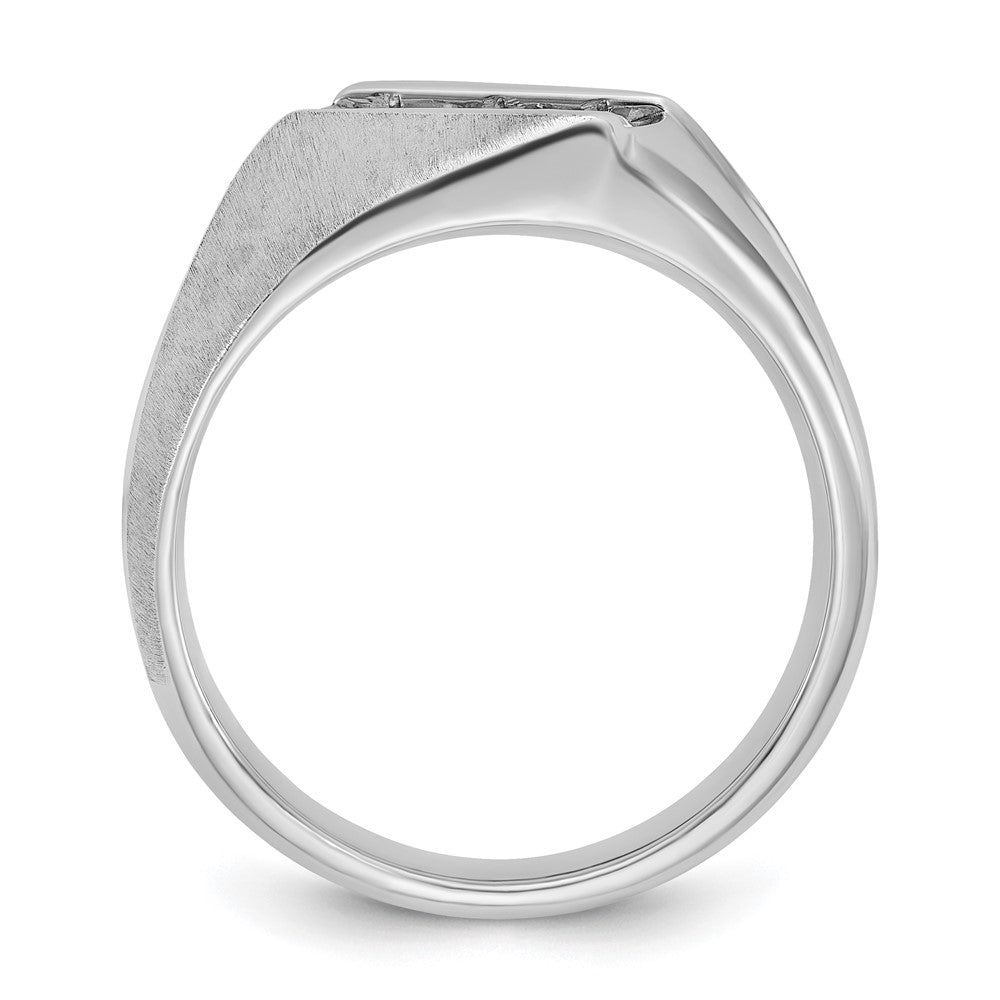 14K Weißgold Herren Ring, poliert und satiniert, 0,5K Diamant, komplett