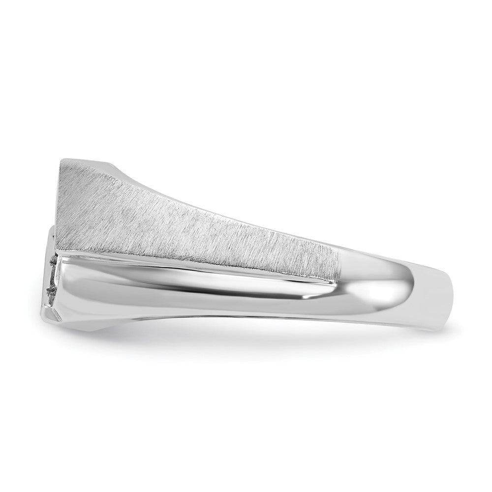 14K Weißgold Herren Ring, poliert und satiniert, 0,5K Diamant, komplett