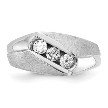 14K Weißgold Herren Ring, poliert und satiniert, 0,5K Diamant, komplett