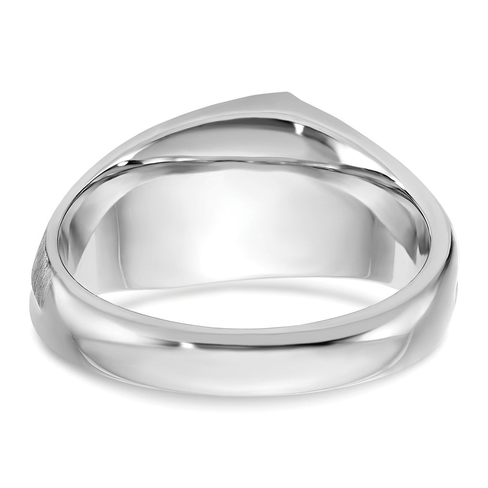 14K Weißgold Herren Ring, poliert und satiniert, 0,5K Diamant, komplett
