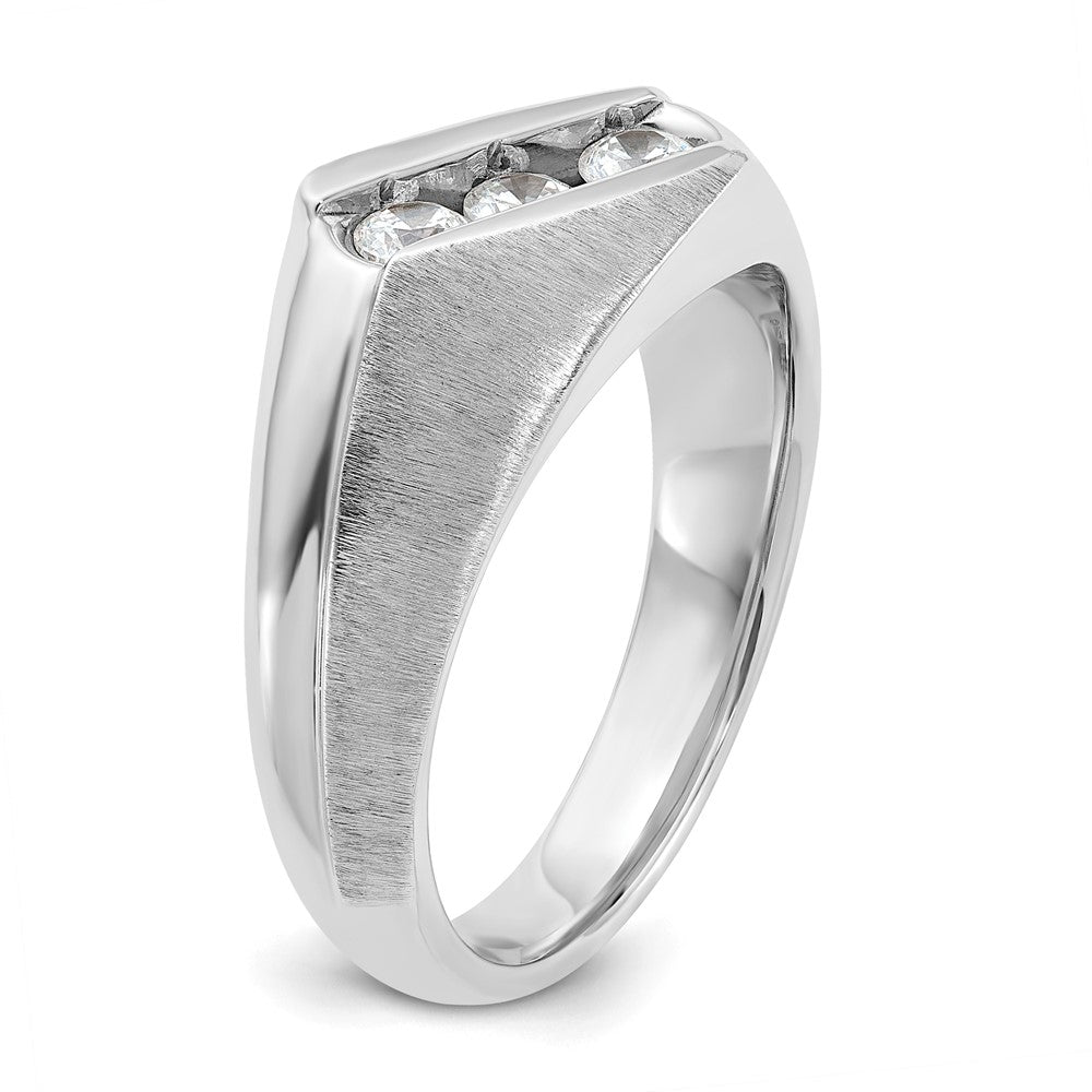14K Weißgold Herren Ring, poliert und satiniert, 0,5K Diamant, komplett