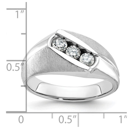 14K Weißgold Herren Ring, poliert und satiniert, 0,5K Diamant, komplett