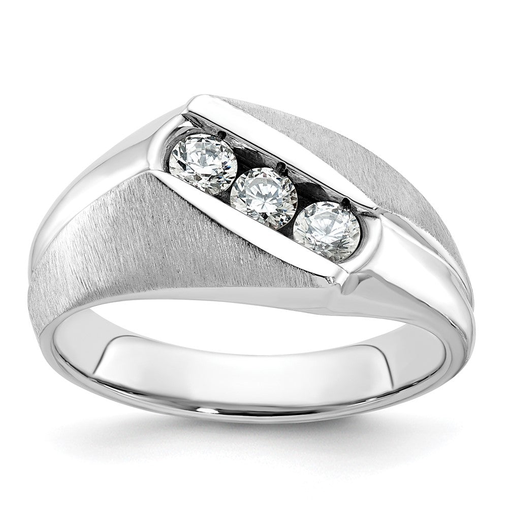 14K Weißgold Herren Ring, poliert und satiniert, 0,5K Diamant, komplett