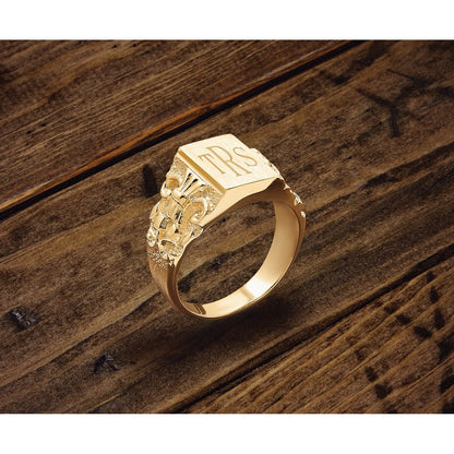 14K Gelbgold Siegelring für Herren, 13x9mm