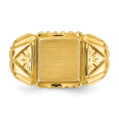 14K Gelbgold Herren-Siegelring, quadratisch, 10x10mm
