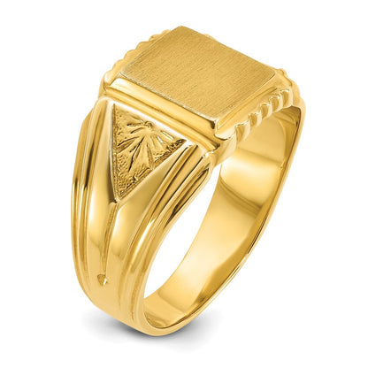 14K Gelbgold Herren-Siegelring, quadratisch, 10x10mm