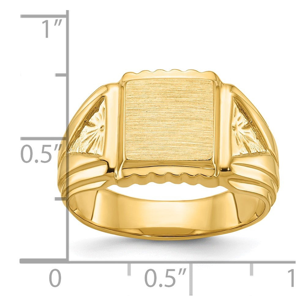 14K Gelbgold Herren-Siegelring, quadratisch, 10x10mm
