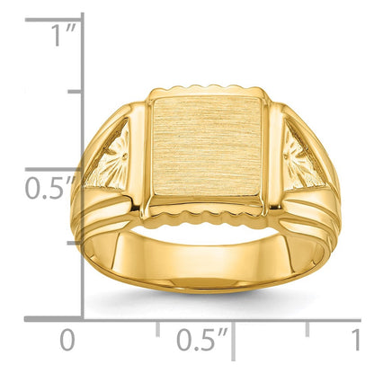 14K Gelbgold Herren-Siegelring, quadratisch, 10x10mm
