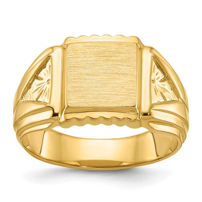 14K Gelbgold Herren-Siegelring, quadratisch, 10x10mm