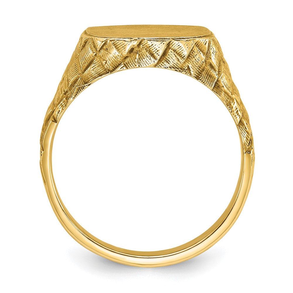 14K Gelbgold Herren-Siegelring, kissenförmig, 14,8 x 14,8 mm