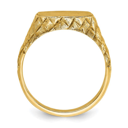 14K Gelbgold Herren-Siegelring, kissenförmig, 14,8 x 14,8 mm