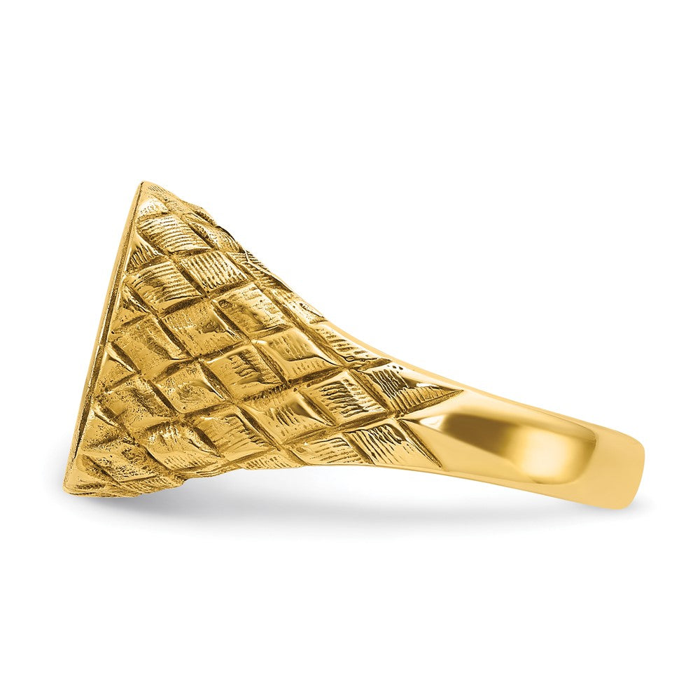 14K Gelbgold Herren-Siegelring, kissenförmig, 14,8 x 14,8 mm