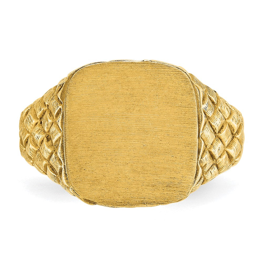 14K Gelbgold Herren-Siegelring, kissenförmig, 14,8 x 14,8 mm