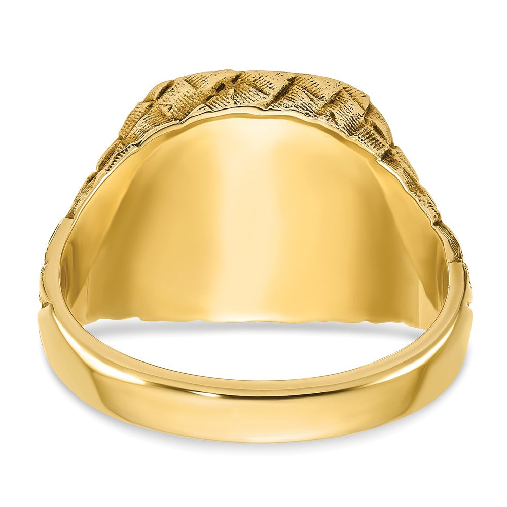 14K Gelbgold Herren-Siegelring, kissenförmig, 14,8 x 14,8 mm