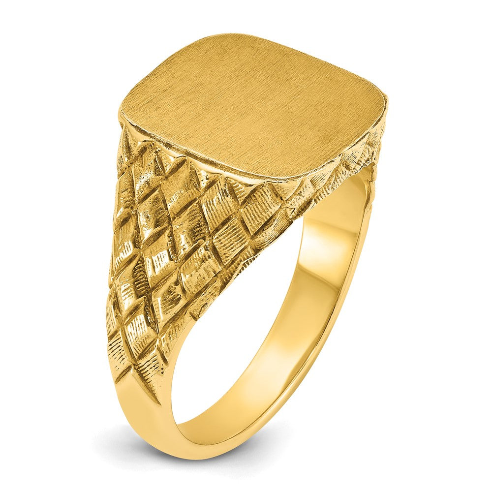 14K Gelbgold Herren-Siegelring, kissenförmig, 14,8 x 14,8 mm