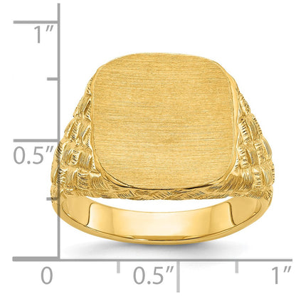 14K Gelbgold Herren-Siegelring, kissenförmig, 14,8 x 14,8 mm