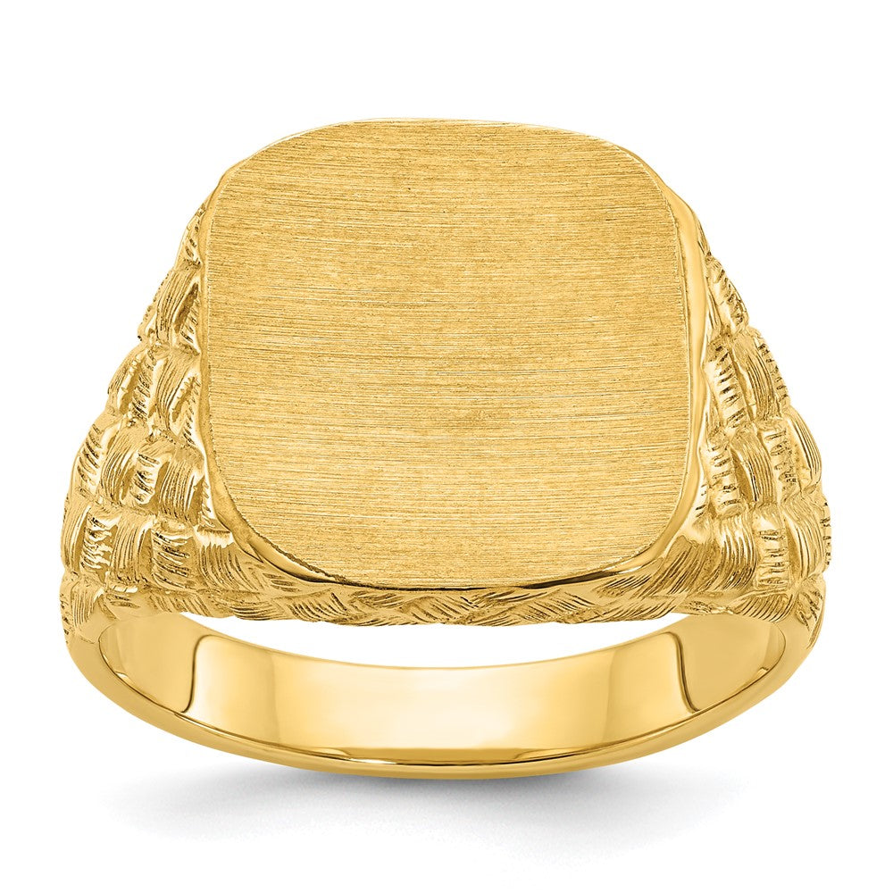 14K Gelbgold Herren-Siegelring, kissenförmig, 14,8 x 14,8 mm