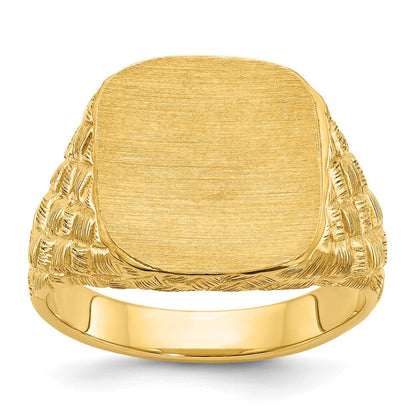 14K Gelbgold Herren-Siegelring, kissenförmig, 14,8 x 14,8 mm