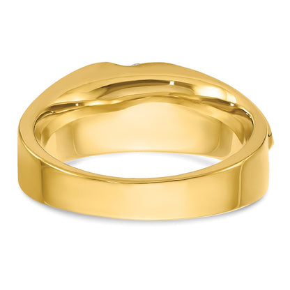 14K Bicolor-Gold Herrenring, poliert und satiniert, mit 0,25 ct. Diamant