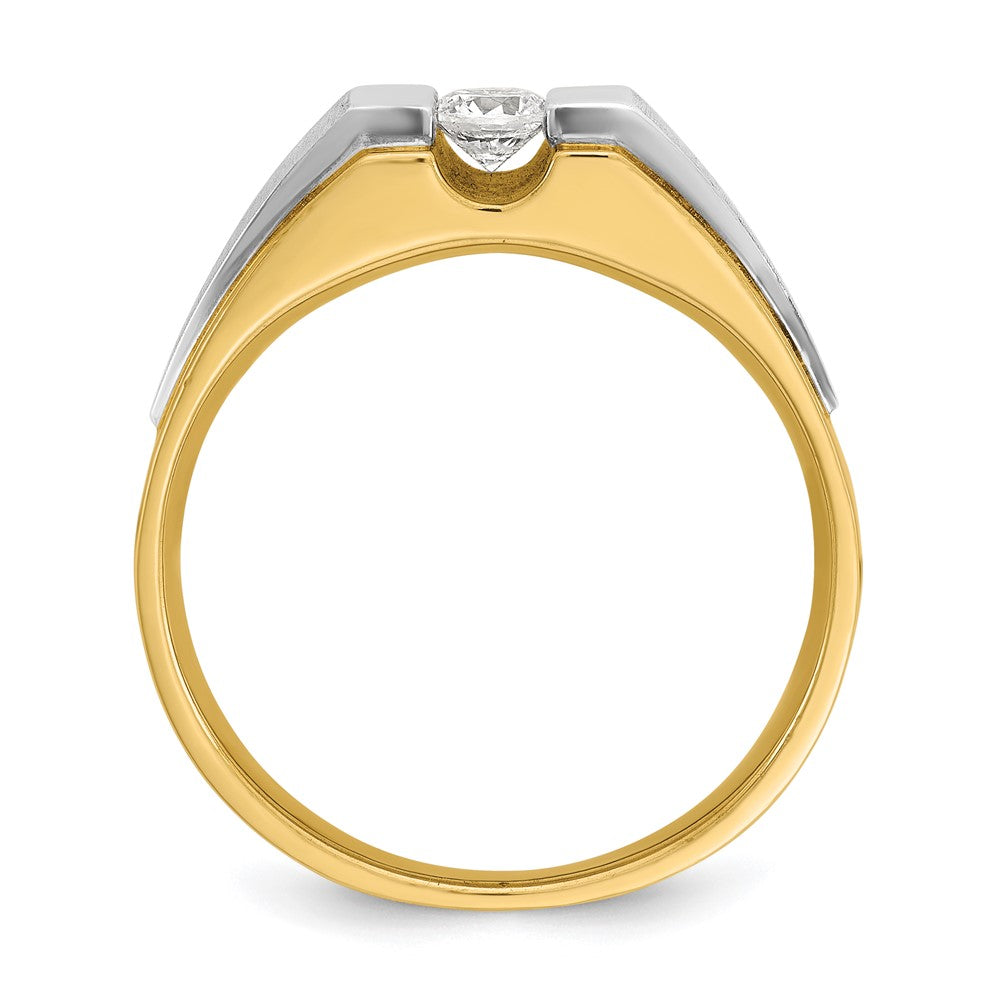 14K Bicolor Herrenring mit 0,25 ct. im Labor gezüchteten Diamanten, VS/SI+ G+, poliert und satiniert