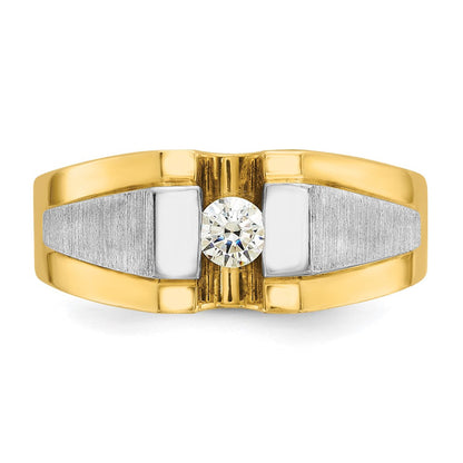 14K Bicolor Herrenring mit 0,25 ct. im Labor gezüchteten Diamanten, VS/SI+ G+, poliert und satiniert