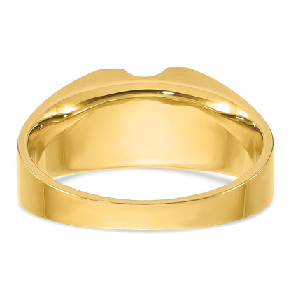 14K Bicolor-Gold Herren-Ring, poliert und satiniert, mit 0,25 ct. Diamanten, komplett besetzt