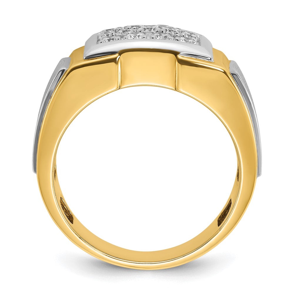14K Bicolor Gold Herren-Diamant-Cluster-Ring mit Satinfinish, 0,5K, komplett besetzt