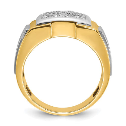 14K Bicolor Gold Herren-Diamant-Cluster-Ring mit Satinfinish, 0,5K, komplett besetzt