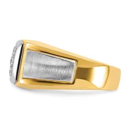 14K Bicolor Gold Herren-Diamant-Cluster-Ring mit Satinfinish, 0,5K, komplett besetzt