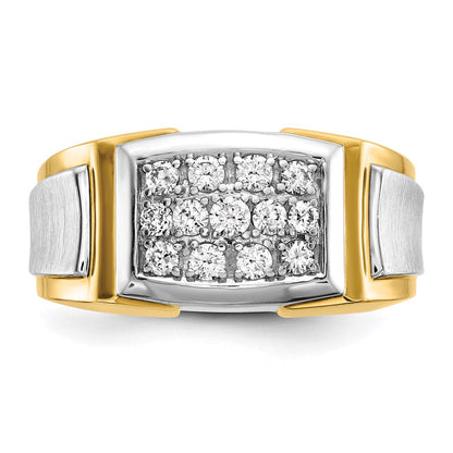 14K Bicolor Gold Herren-Diamant-Cluster-Ring mit Satinfinish, 0,5K, komplett besetzt