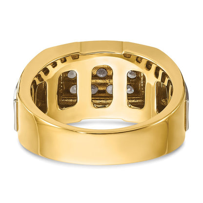 14K Bicolor Gold Herren-Diamant-Cluster-Ring mit Satinfinish, 0,5K, komplett besetzt