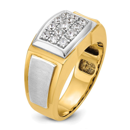 14K Bicolor Gold Herren-Diamant-Cluster-Ring mit Satinfinish, 0,5K, komplett besetzt