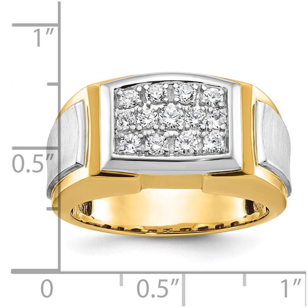 14K Bicolor Gold Herren-Diamant-Cluster-Ring mit Satinfinish, 0,5K, komplett besetzt