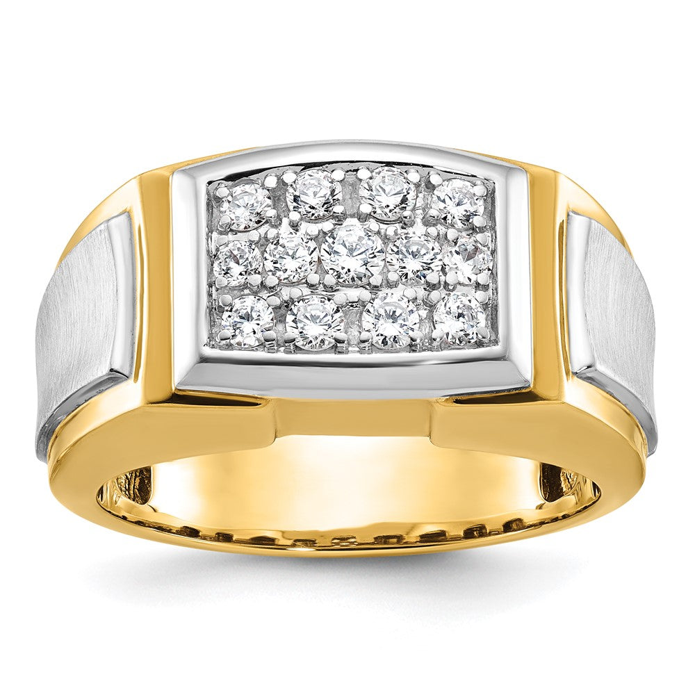14K Bicolor Gold Herren-Diamant-Cluster-Ring mit Satinfinish, 0,5K, komplett besetzt