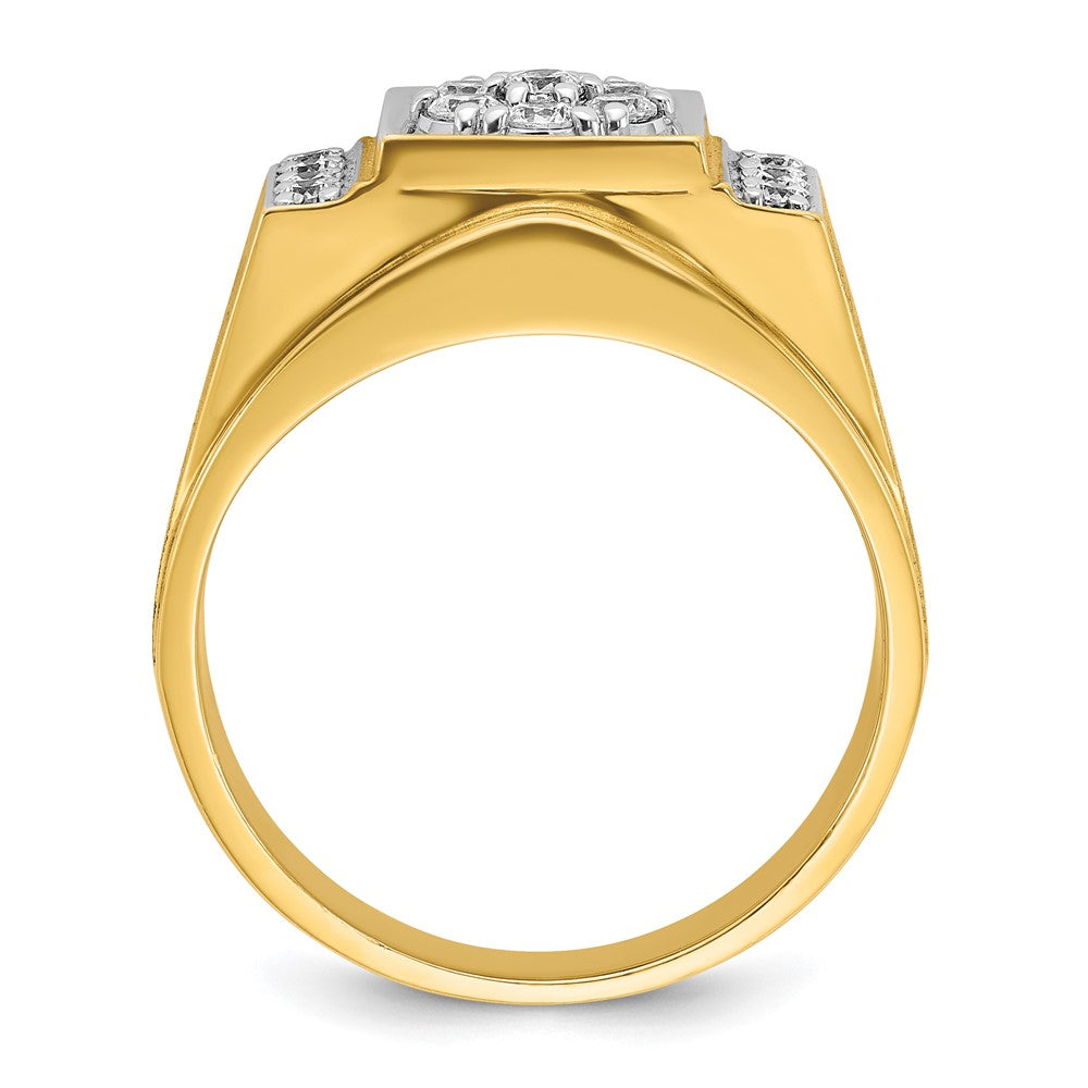 14K Bicolor-Gold Herrenring, poliert und satiniert, komplett mit 0,5 ct. Diamanten besetzt
