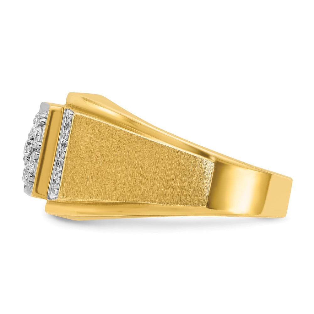 14K Bicolor Herren-Cluster-Ring mit 0,5 ct. Laborgezüchteten Diamanten, VS/SI+ G+, poliert und satiniert