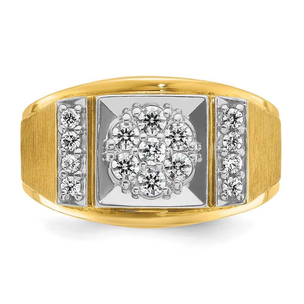 14K Bicolor-Gold Herrenring, poliert und satiniert, komplett mit 0,5 ct. Diamanten besetzt