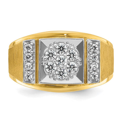 14K Bicolor-Gold Herrenring, poliert und satiniert, komplett mit 0,5 ct. Diamanten besetzt