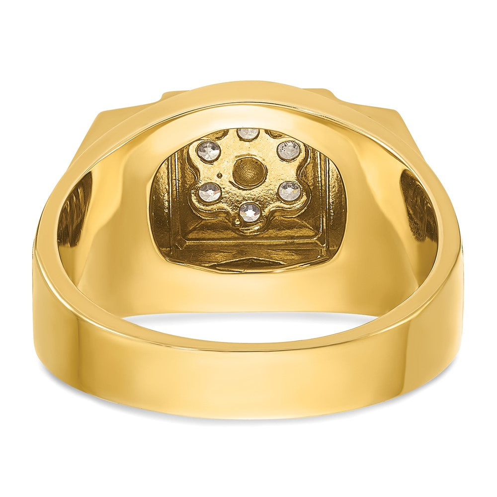 14K Bicolor Herren-Cluster-Ring mit 0,5 ct. Laborgezüchteten Diamanten, VS/SI+ G+, poliert und satiniert