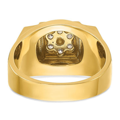 14K Bicolor Herren-Cluster-Ring mit 0,5 ct. Laborgezüchteten Diamanten, VS/SI+ G+, poliert und satiniert