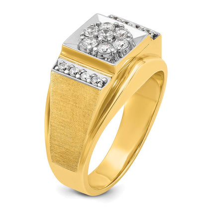 14K Bicolor-Gold Herrenring, poliert und satiniert, komplett mit 0,5 ct. Diamanten besetzt