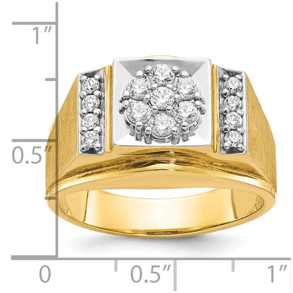 14K Bicolor-Gold Herrenring, poliert und satiniert, komplett mit 0,5 ct. Diamanten besetzt