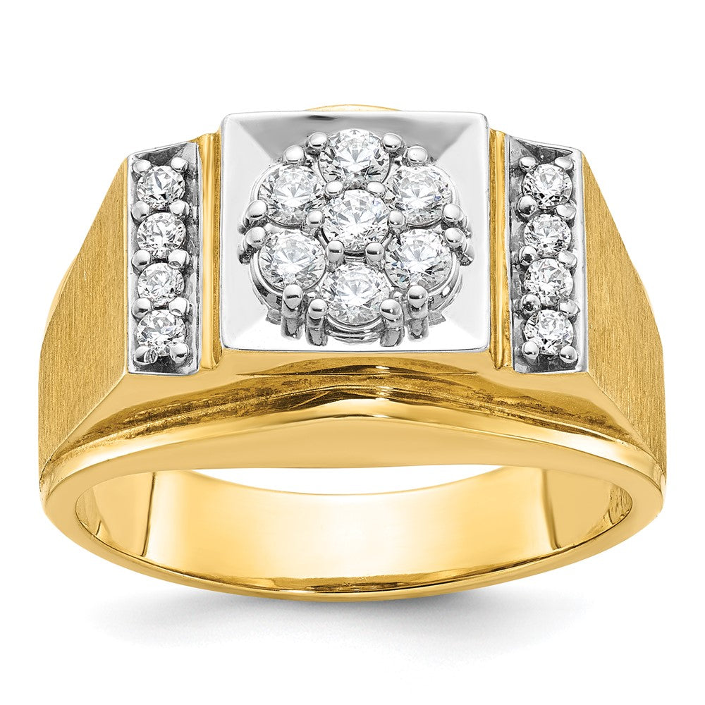 14K Bicolor Herren-Cluster-Ring mit 0,5 ct. Laborgezüchteten Diamanten, VS/SI+ G+, poliert und satiniert